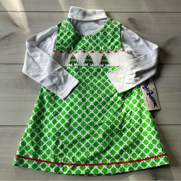 NWT Silly Goose Green Holiday Tree Christmas Dress & Removable Shirt - Picture 1 of 4